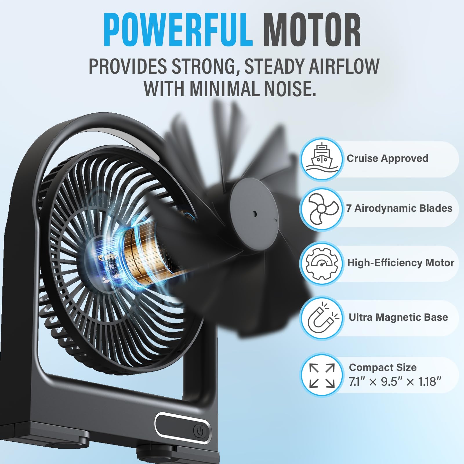 Nordmoose magnetic cruise fan timer display helps schedule sleep and wake-ups.