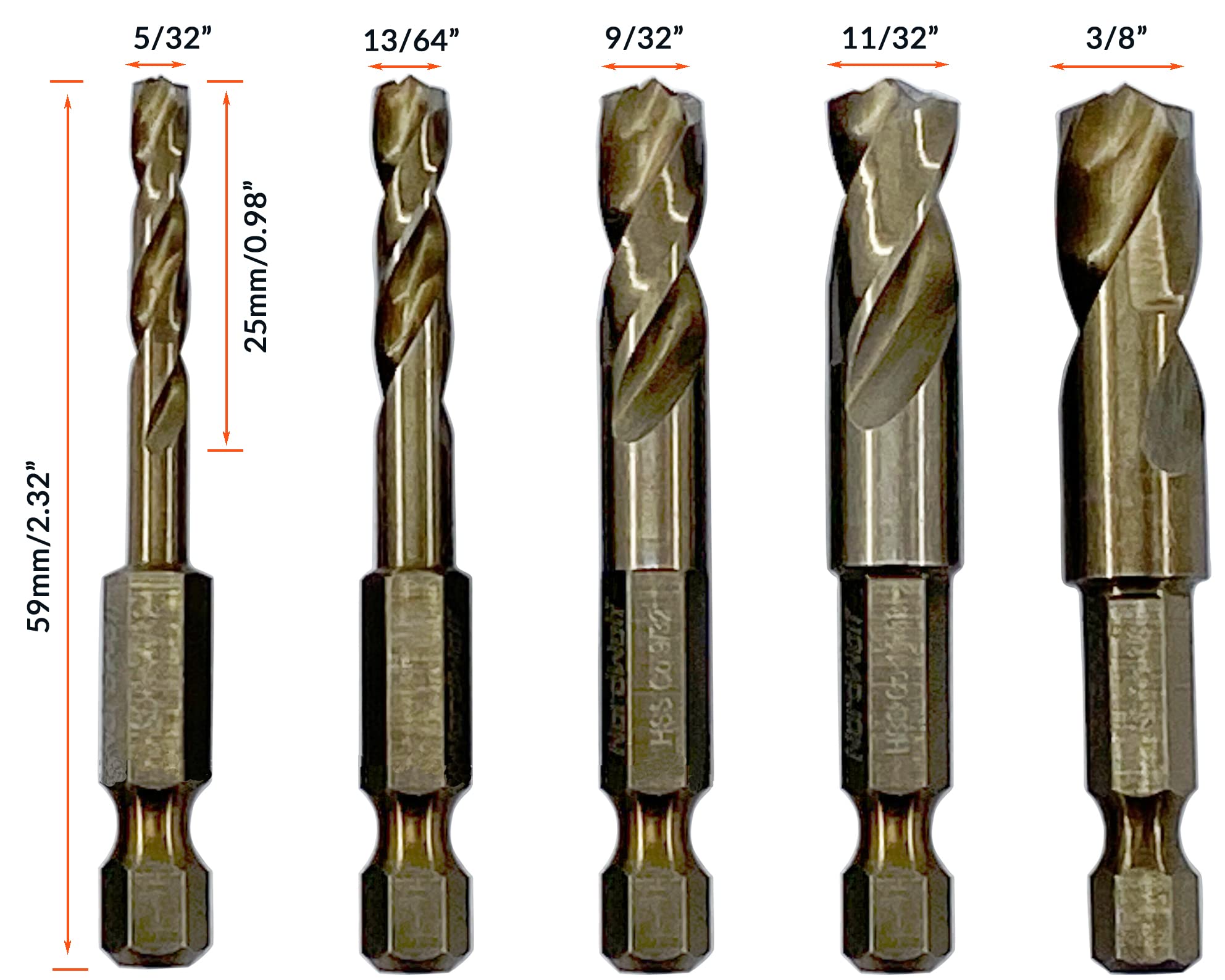 NordWolf imperial sizes 5/32 to 3/8 inch clearly labeled.