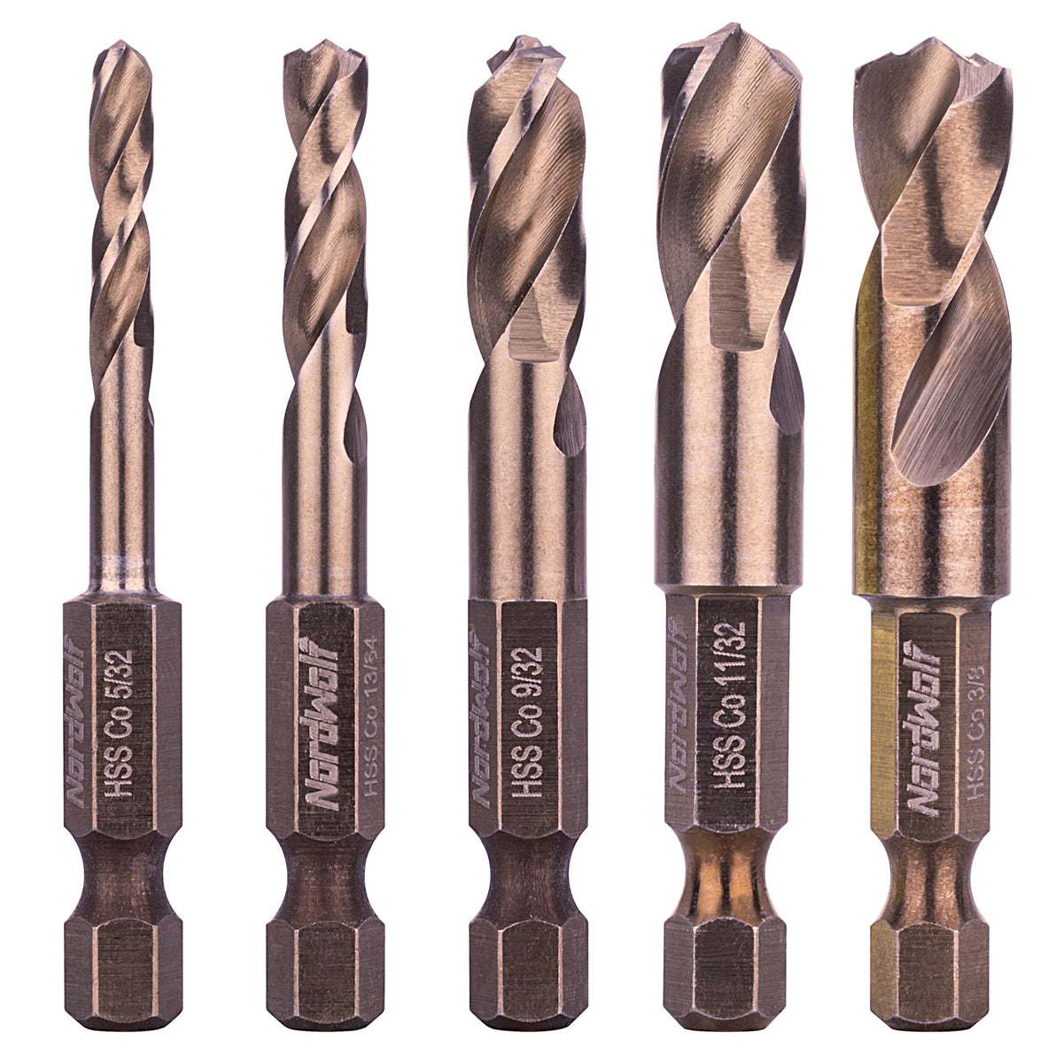 NordWolf M35 cobalt stubby drill bits in case for quick storage and access.