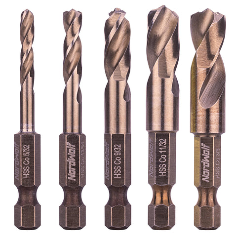 NordWolf M35 cobalt stubby drill bits in case for quick storage and access.