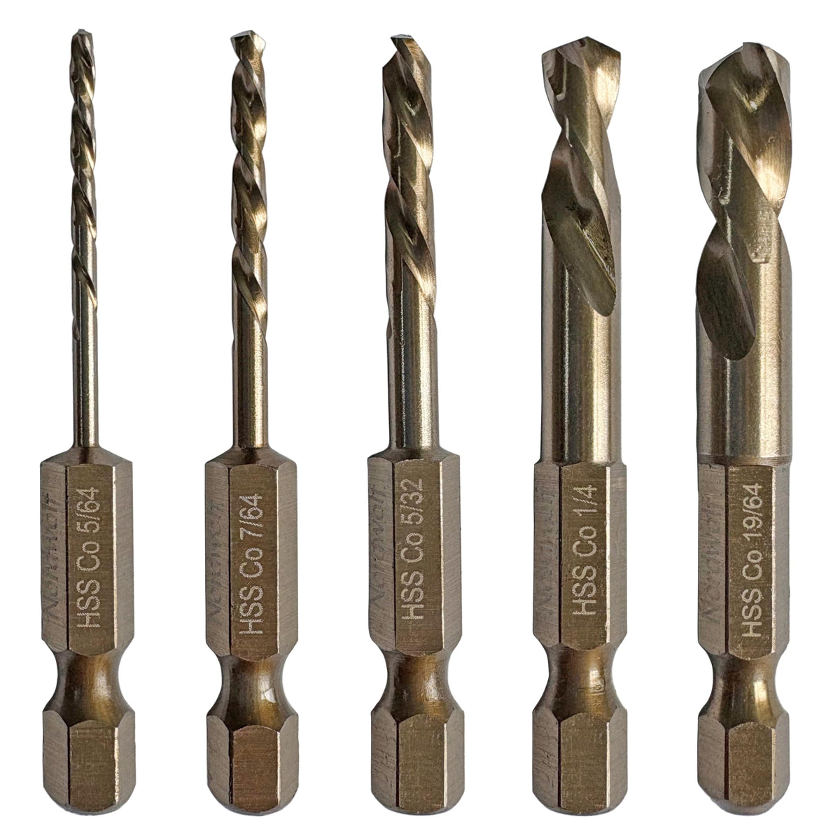 NordWolf stubby left-hand bits reduce runout for precision drilling.