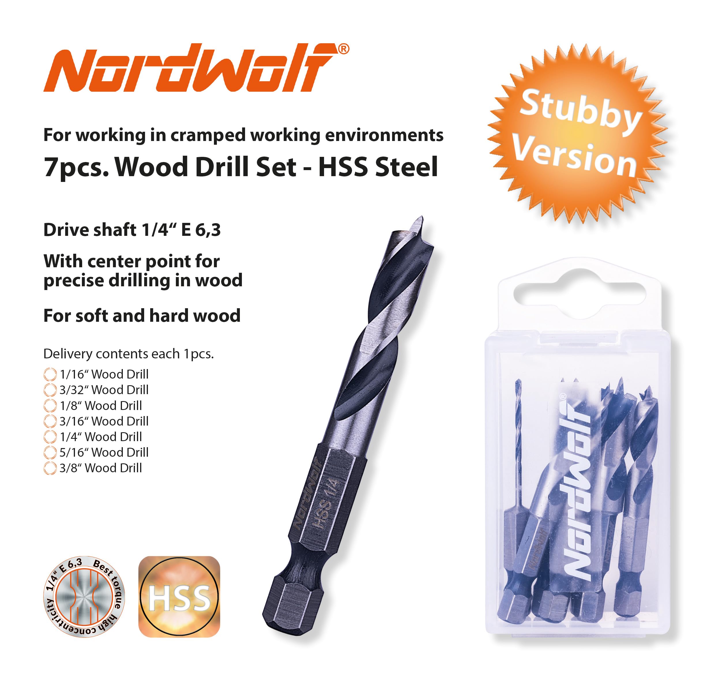 NordWolf stubby-length drill bit helps access confined work areas