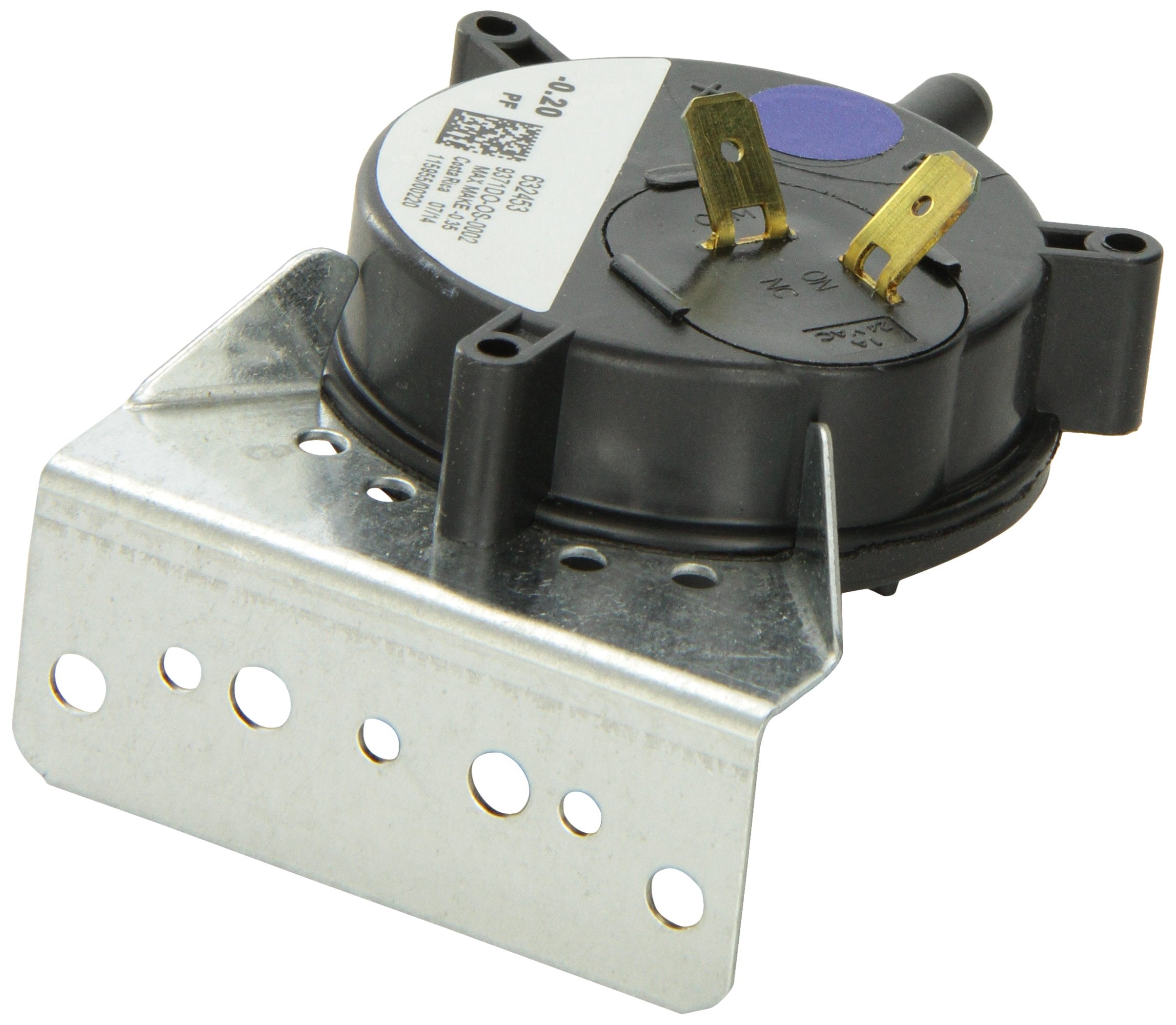 Nordyne 632453 pressure switch installation close-up, easy replacement for Intertherm and Miller furnaces