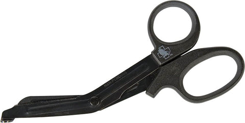 North American Rescue trauma shear closeup blade with serrated edge for fast cuts.
