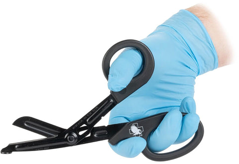 North American Rescue trauma shears with soft-grip handles for secure control when wet.