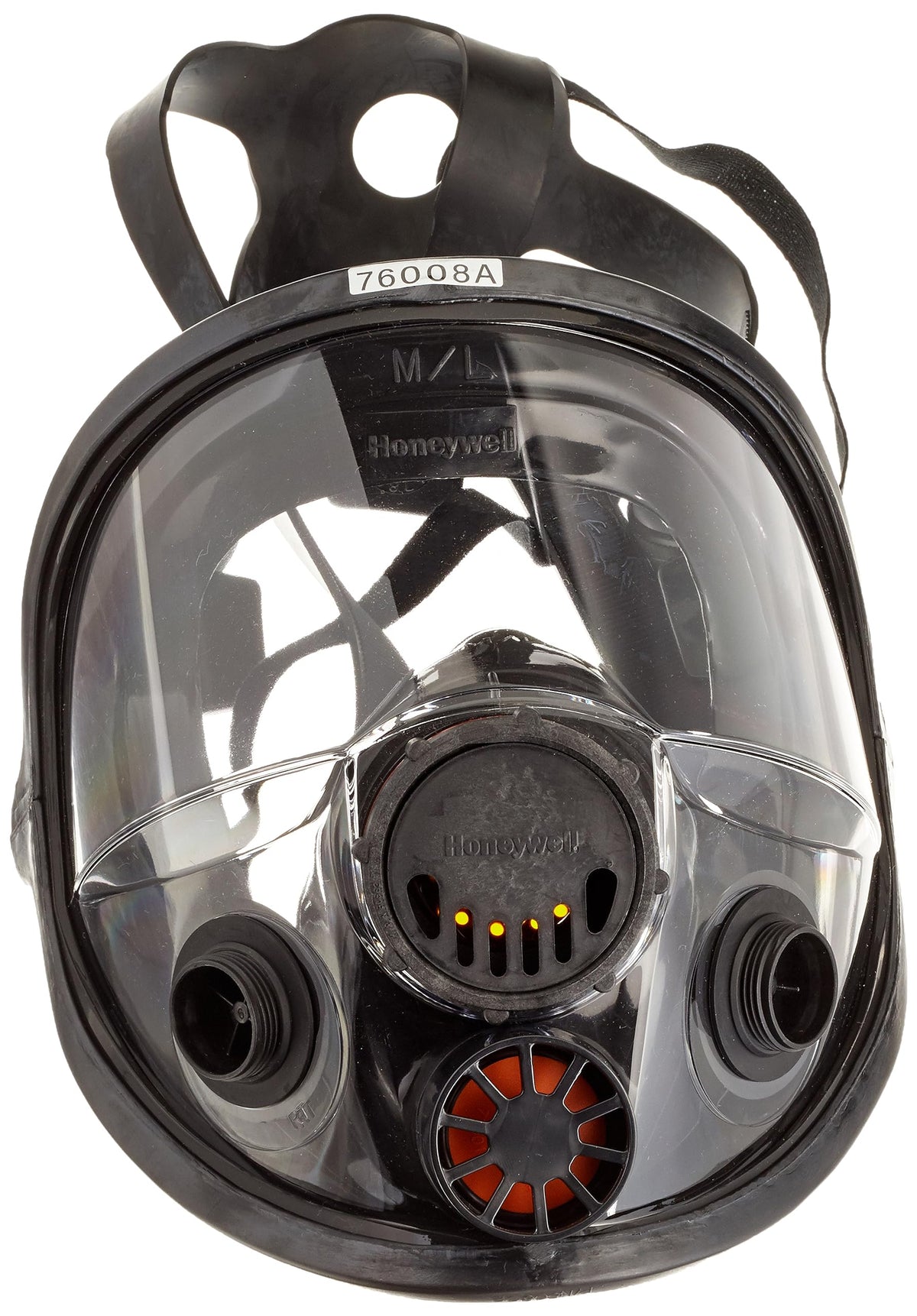 NORTH Honeywell 7600 full facepiece front view shows broad lens for clear visibility
