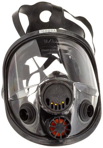 NORTH Honeywell 7600 full facepiece front view shows broad lens for clear visibility