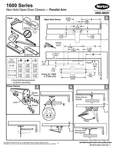 Norton 1601 non-handed design simplifies installation