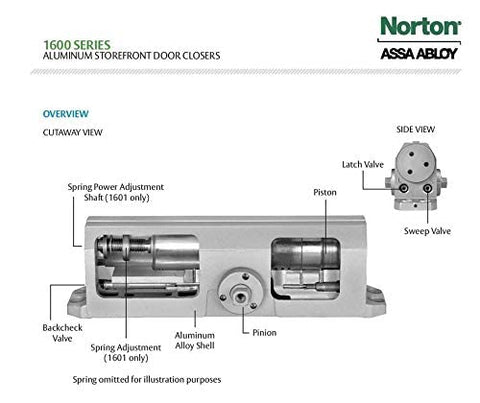 Norton 1601 top-jamb mounting for storefront alignment