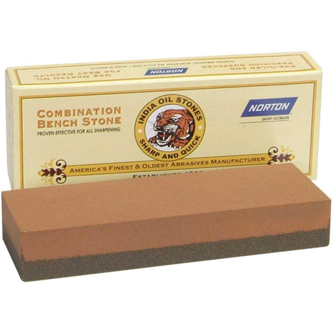 Norton combination grit benchstone showing both grit faces for edge sharpening