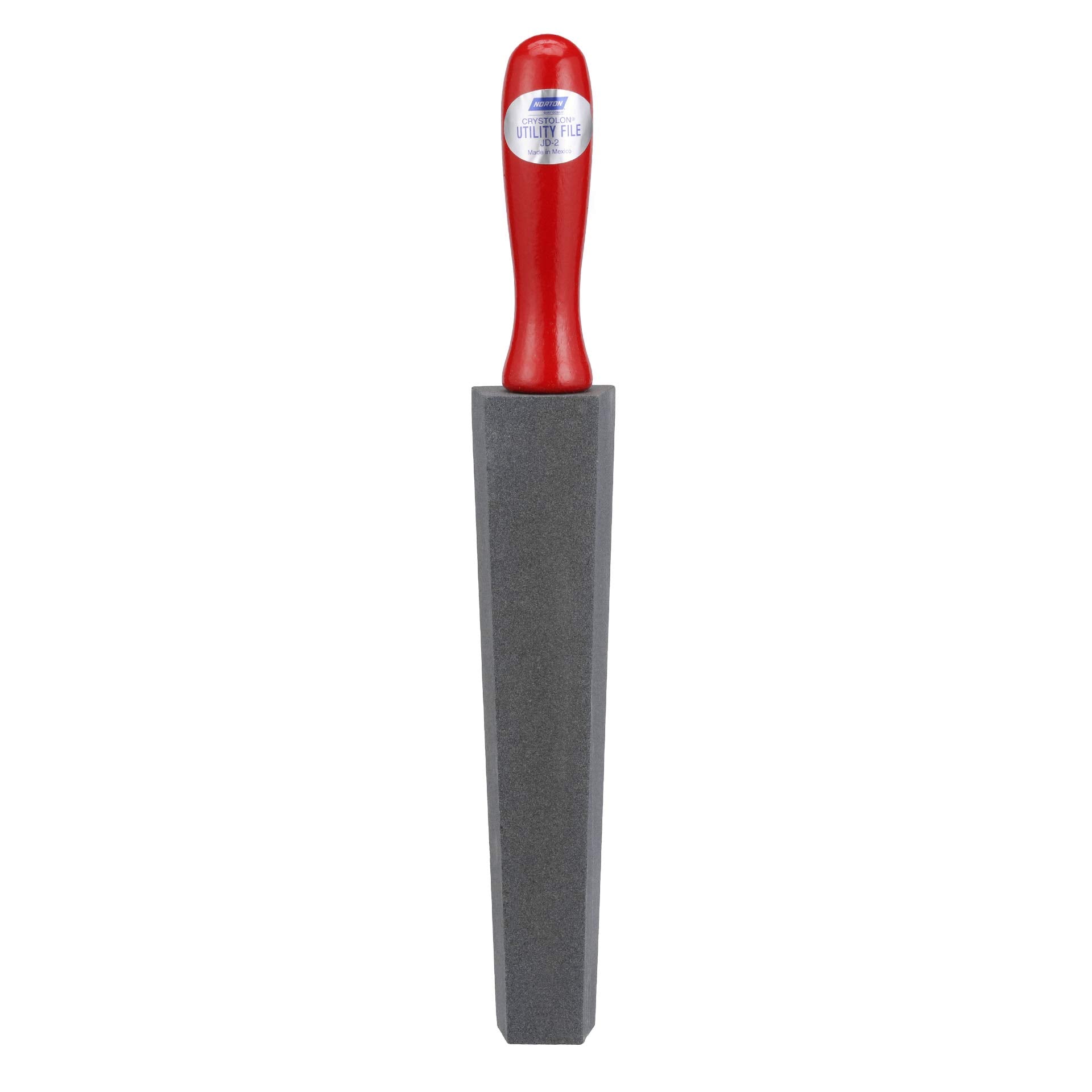 Norton Crystolon utility file with 14-inch wooden handle demonstrates field sharpening.