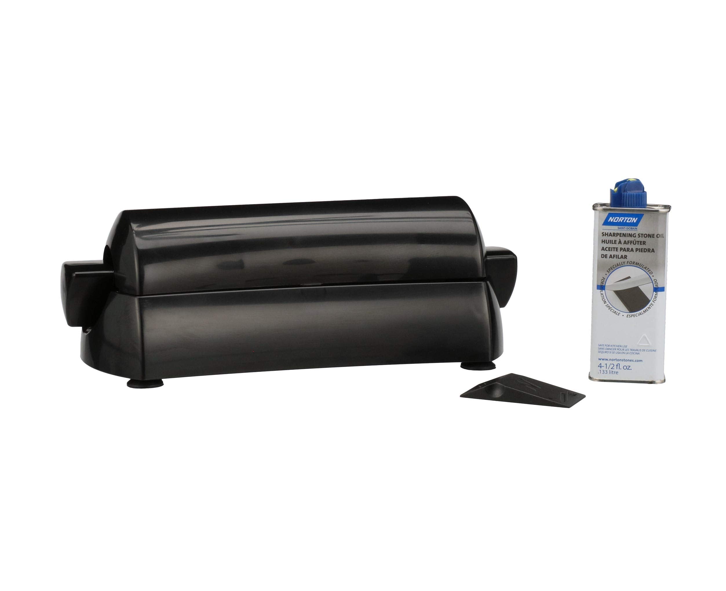 Norton IM200 oil can providing lubrication for stone sharpening