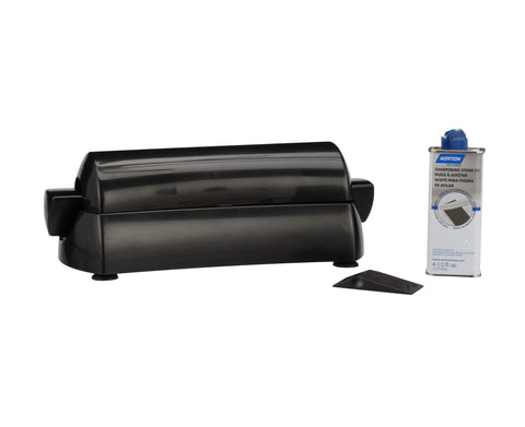 Norton IM200 oil can providing lubrication for stone sharpening