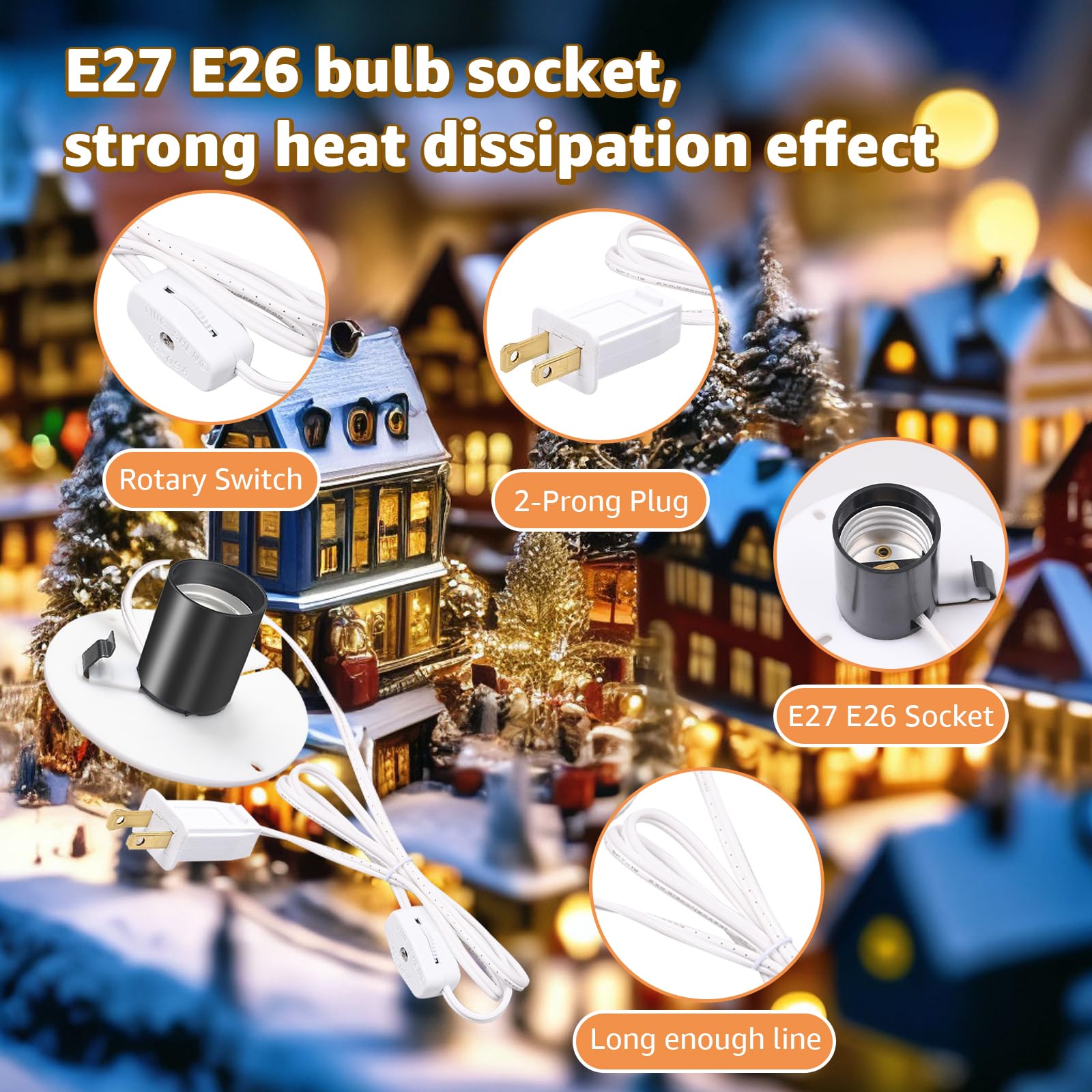 Norward socket supports E27/E26 bulbs including LEDs for flexible lighting