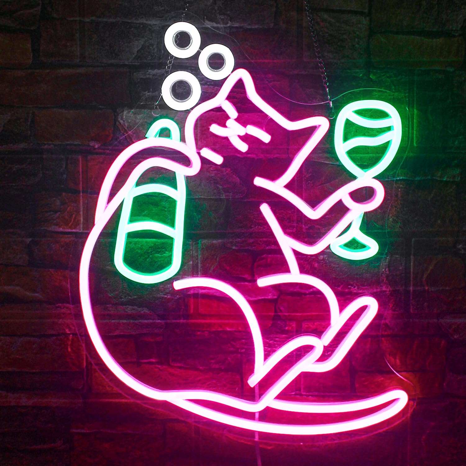 NOSUN cat beer neon sign pink wall decor for playful home ambiance