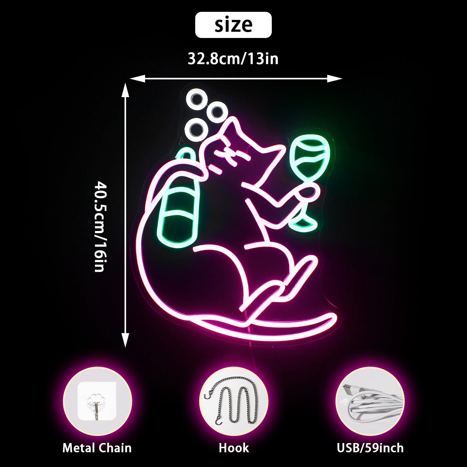 NOSUN dimmable LED cat beer sign highlights cozy lighting options