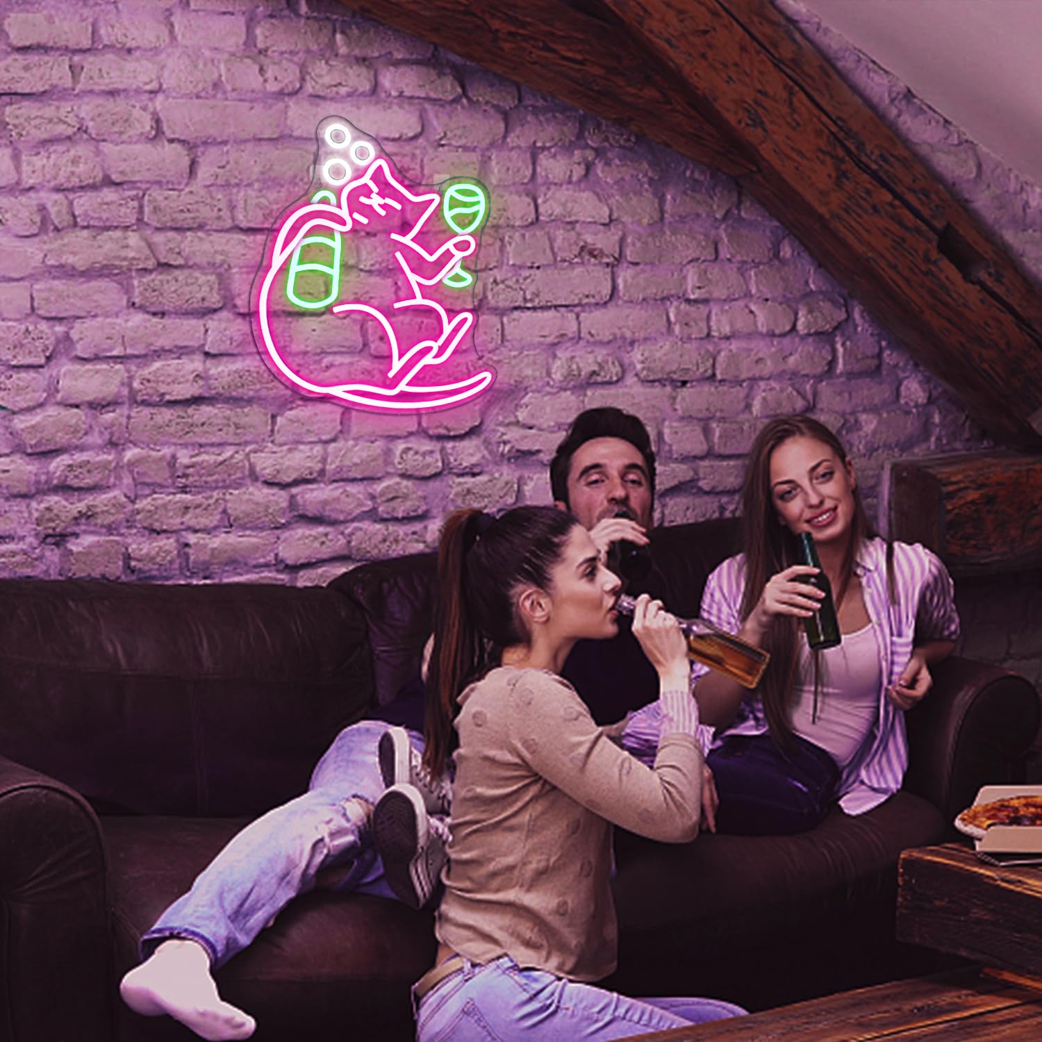 NOSUN pink cat neon sign ideal for bedroom or study decor