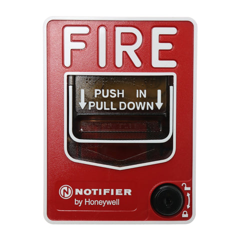 Notifier NBG-12LX pull station front view in red for quick identification.