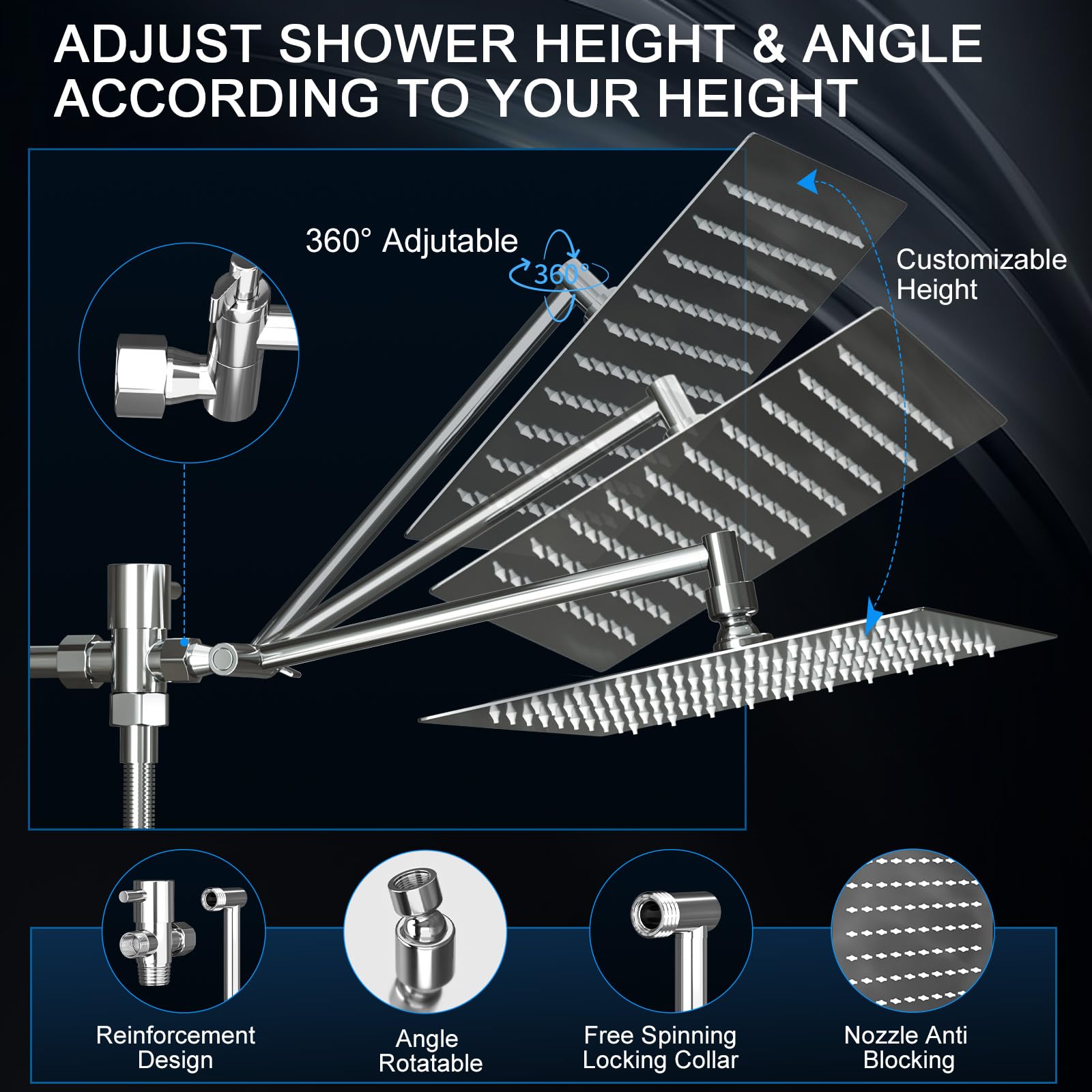 Nottia ergonomic control switches between rainfall and handheld.