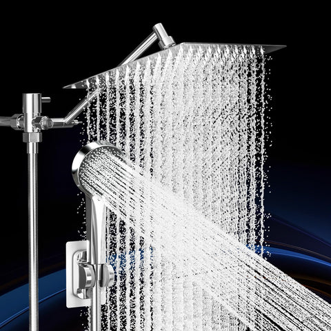 Nottia shower set in silver finish for modern bathrooms.