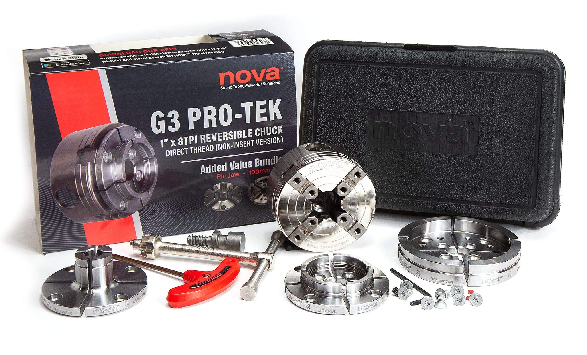 Nova Premier Pro-TeK G3 chuck bundle in a sturdy case for organized storage.