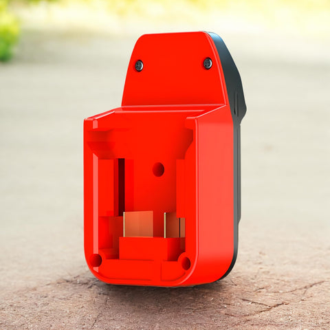 NovaQuantic adapter with M18 RED battery powers Bauer 20V tool on-site
