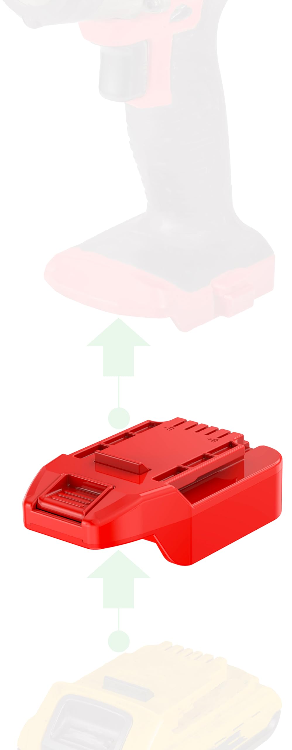 NovaQuantic adapter upgrade for Bauer 20V tool assembly delivers secure power transfer.