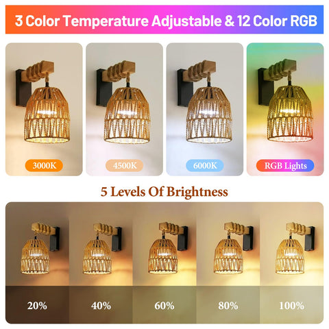 NOVCAND dimmable RGB wall sconce offering warm to cool light options.