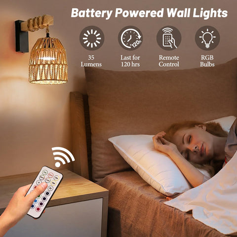 NOVCAND remote-control wall sconce with dimmable RGB color modes for customizable mood.