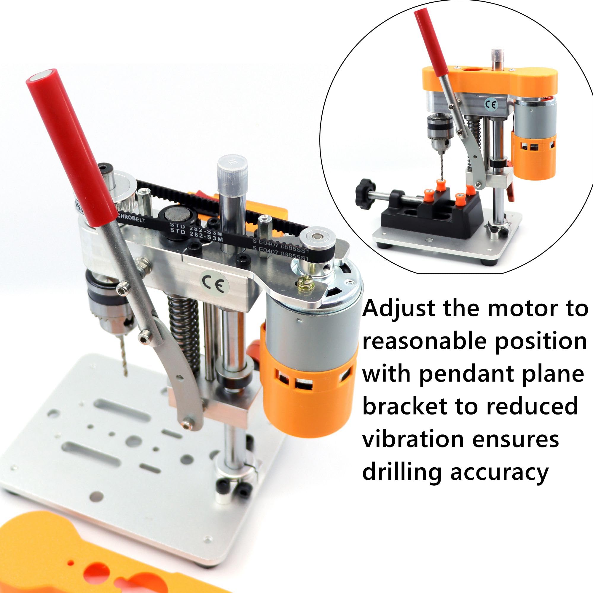 NovelLife Mini Drill Press B10 chuck image with versatile drill sizes.