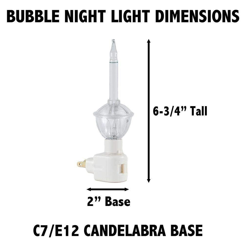 Nightstand setup with Novelty Lights bubble night light plugged into a standard 120V outlet