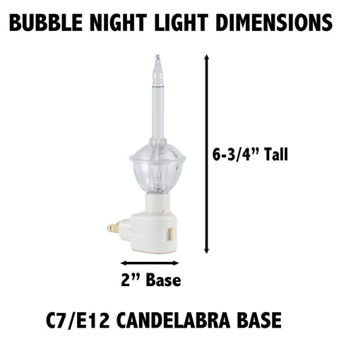 Nightstand setup with Novelty Lights bubble night light plugged into a standard 120V outlet