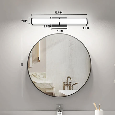 NOVELUX 16-inch fixture fits 16–20 inch mirrors with seamless style