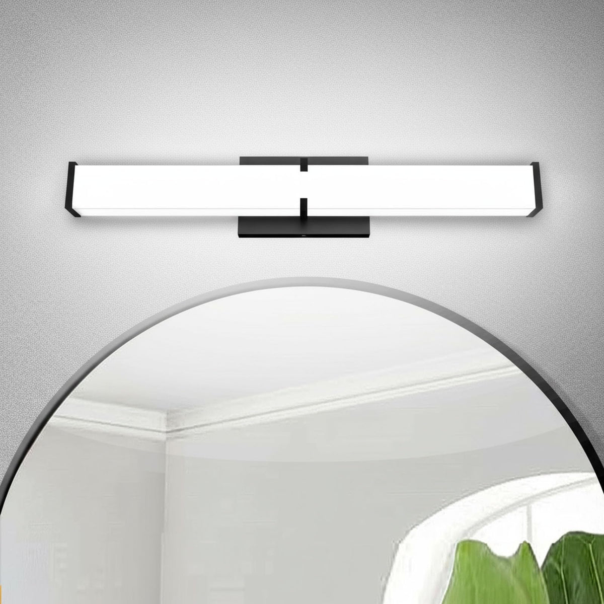 NOVELUX 16-inch LED bathroom light over mirror providing bright, even illumination for makeup and grooming