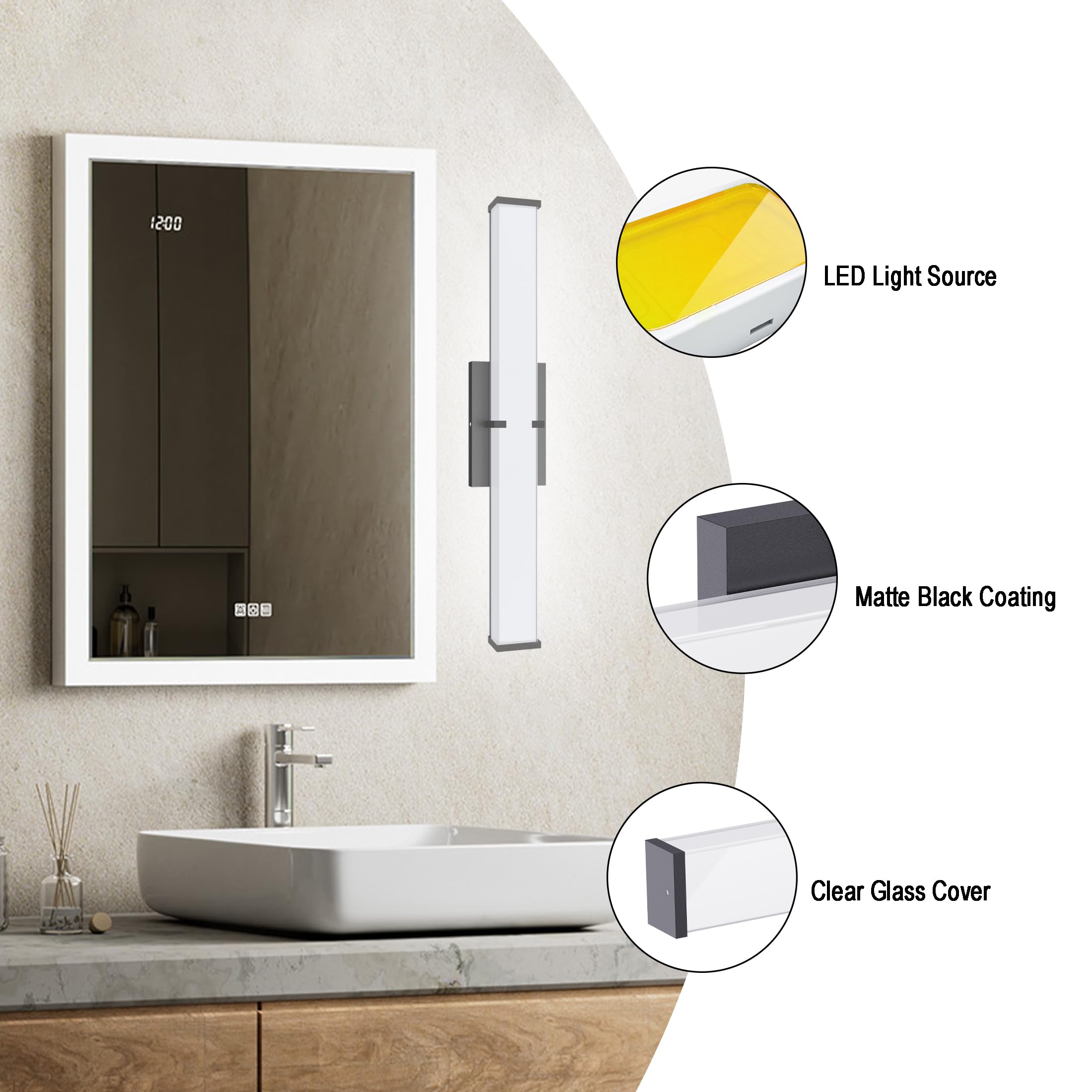NOVELUX vanity light with CRI >85 for true color rendering during grooming
