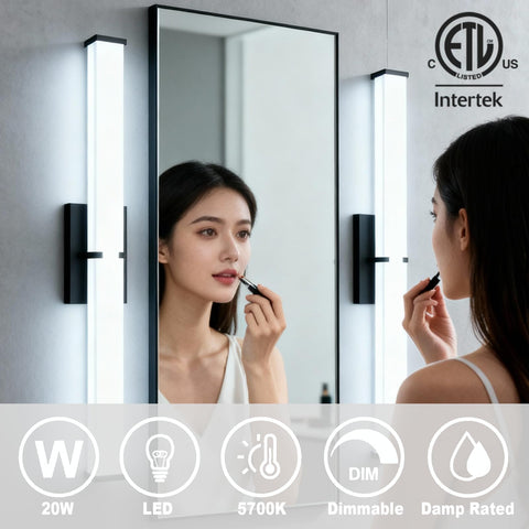 NOVELUX dimmable bathroom light bar offering customizable brightness for tasks