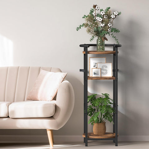 Two round shelves on NOVIMANGO wood stand for cups and accessories