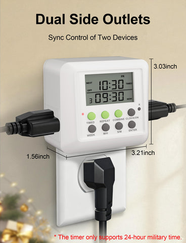 NOVKIT dual outlet timer setup showing simple programming to automate devices.