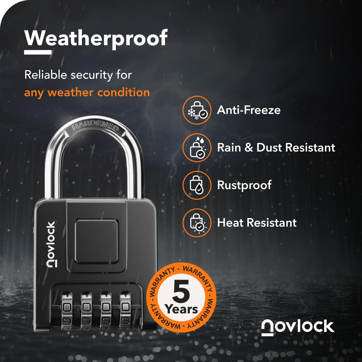 NovLock 4-digit dial shown for easy one-handed unlocking.