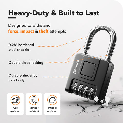 NovLock front-facing dials provide quick code entry without bending.