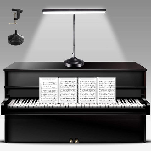 NovoLido Piano Desk Lamp base provides stable support for focused reading and practice.
