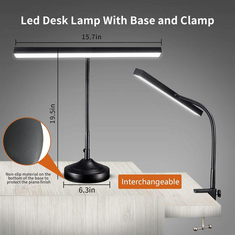 NovoLido Piano Desk Lamp clamp offers flexible mounting for desks, easels, or crafts spaces.