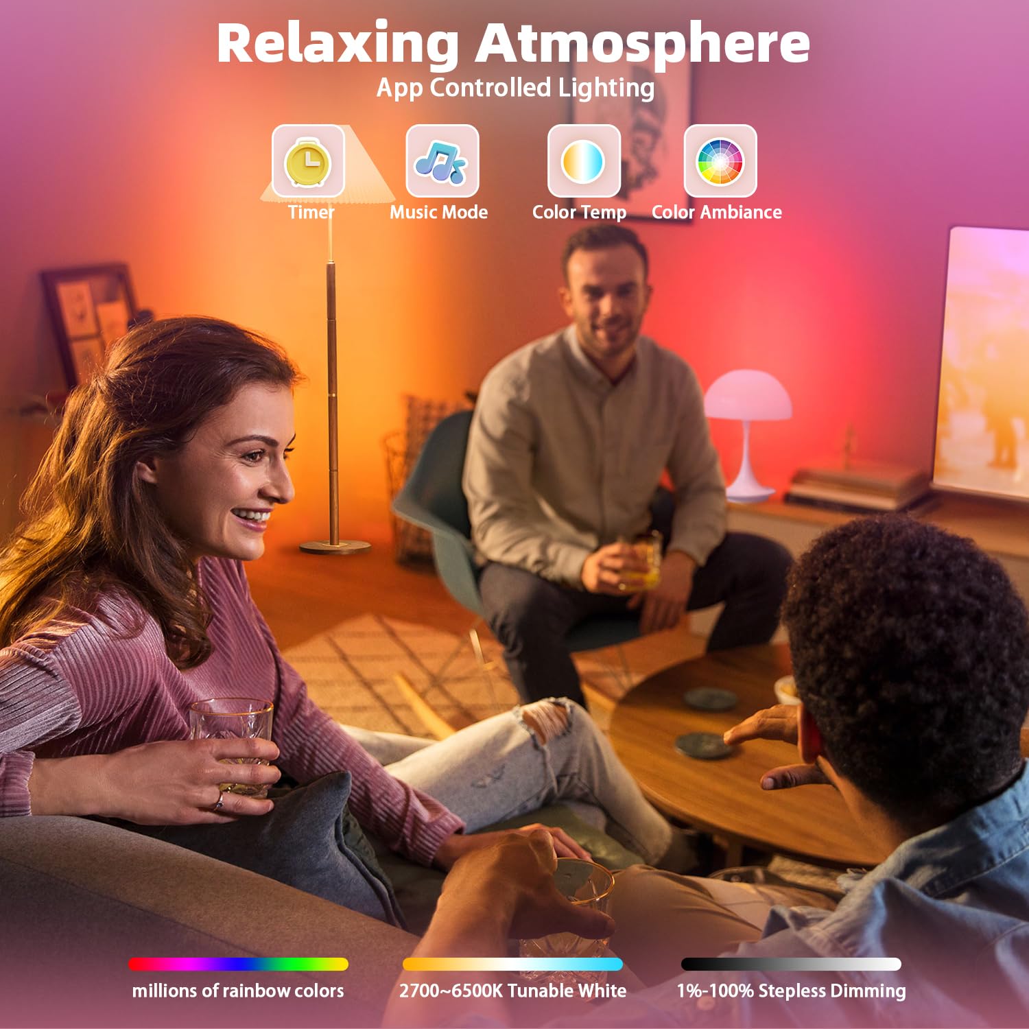 Nowepai color changing bulbs displaying vivid ambience for mood setting