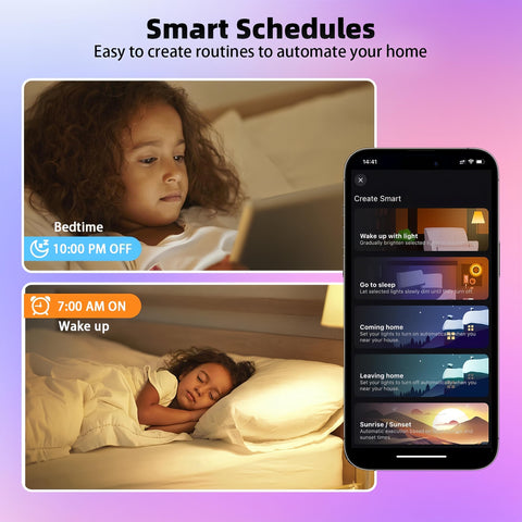 Nowepai bulbs voice control guide shows Alexa and Google interactions.