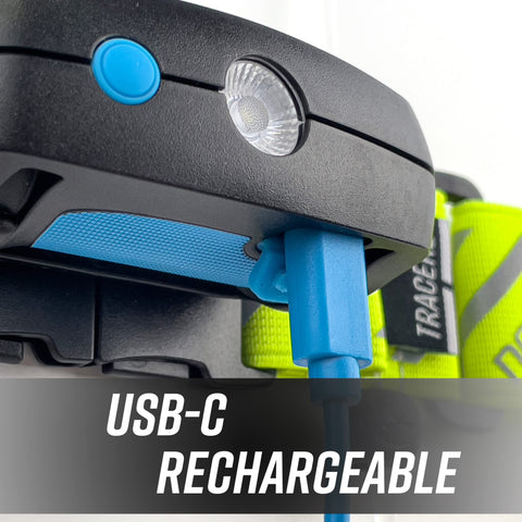 Swivel-adjust chest lamp offers 100° beam spread for precise aiming.