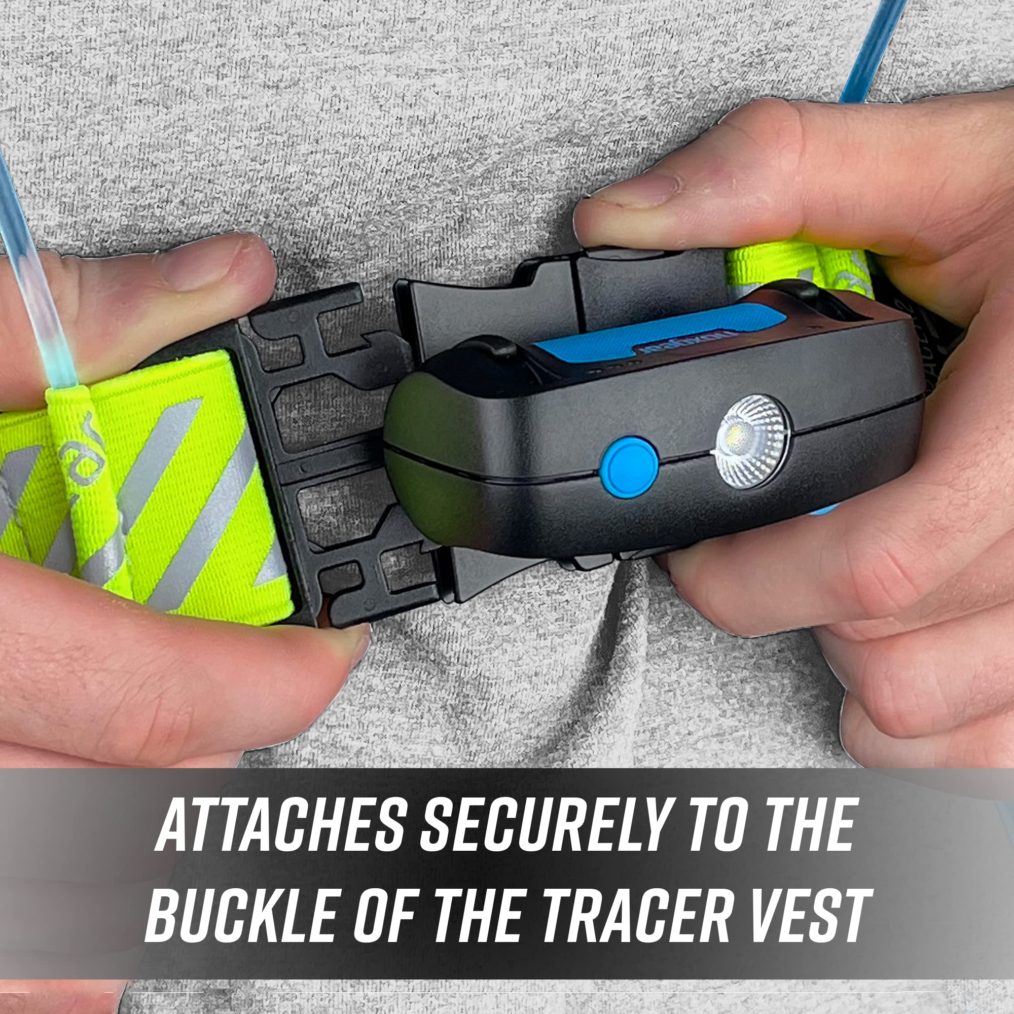 Weatherproof Tracer chest lamp endures rain and sweat while you train.
