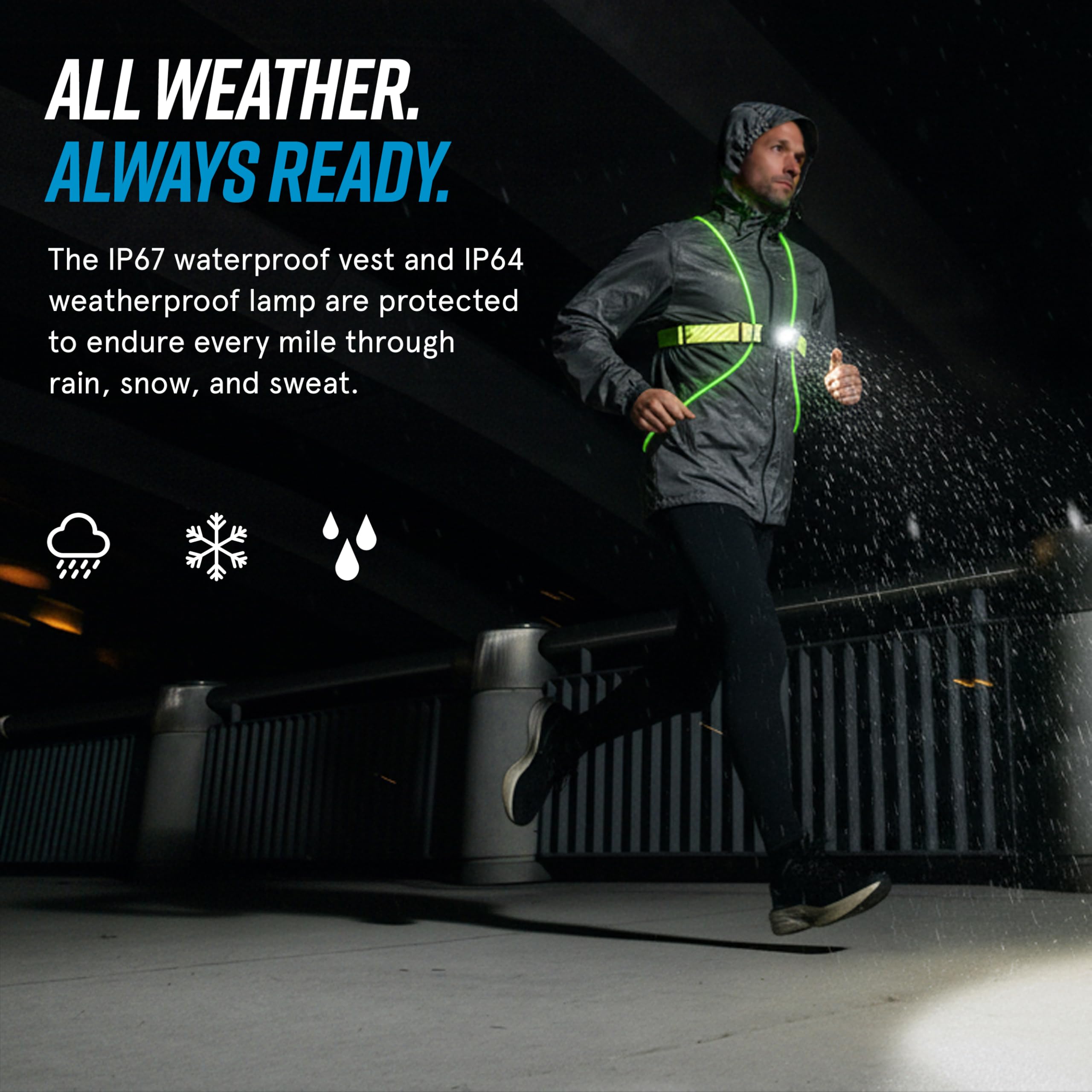 Noxgear Tracer2 waterproof design withstands rain and snow.