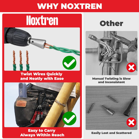 Noxtren red wire nut twister drill aids secure connections.