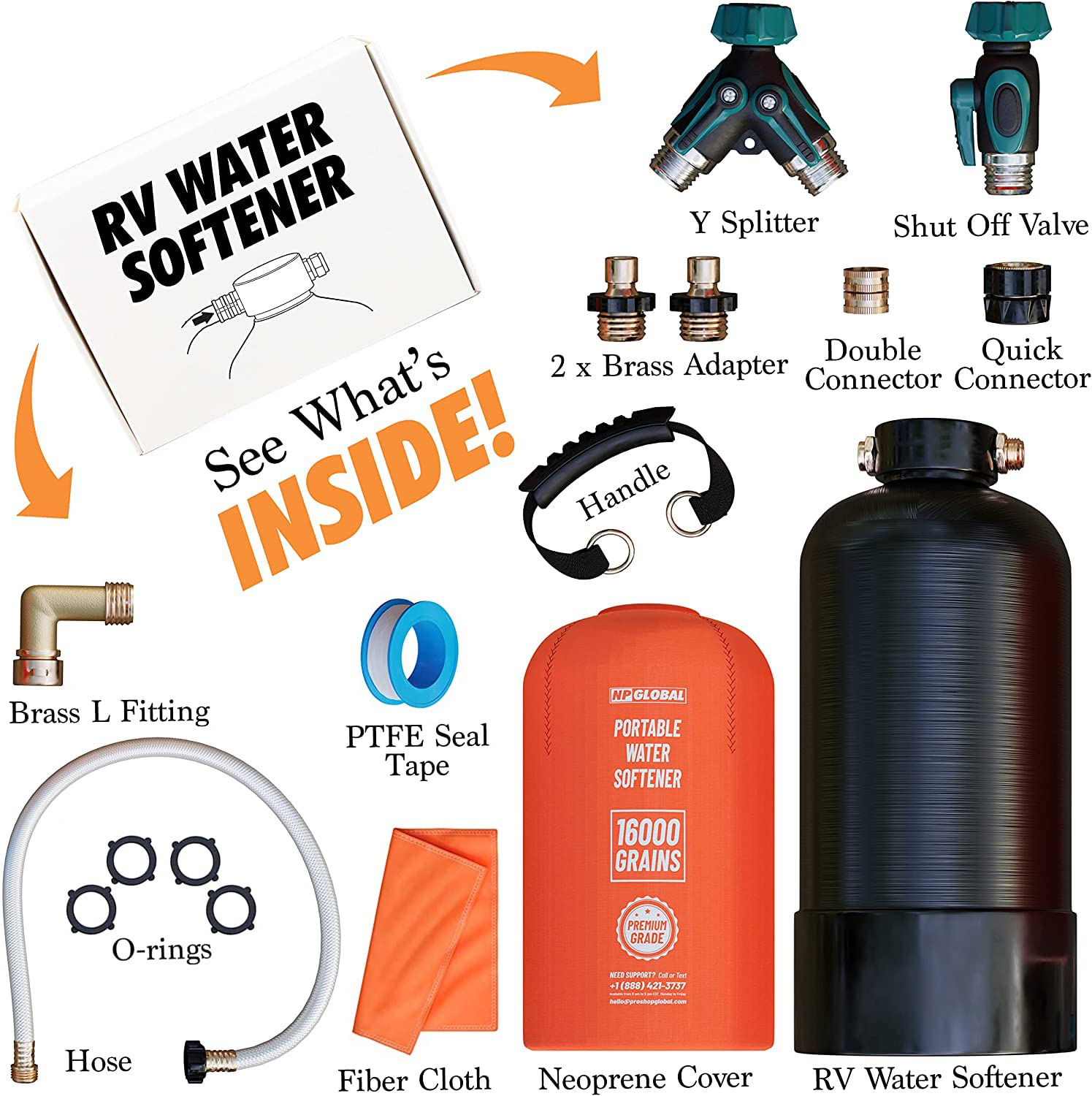 NPGLOBAL RV Water Softener in regeneration mode; quick 30-minute refresh.