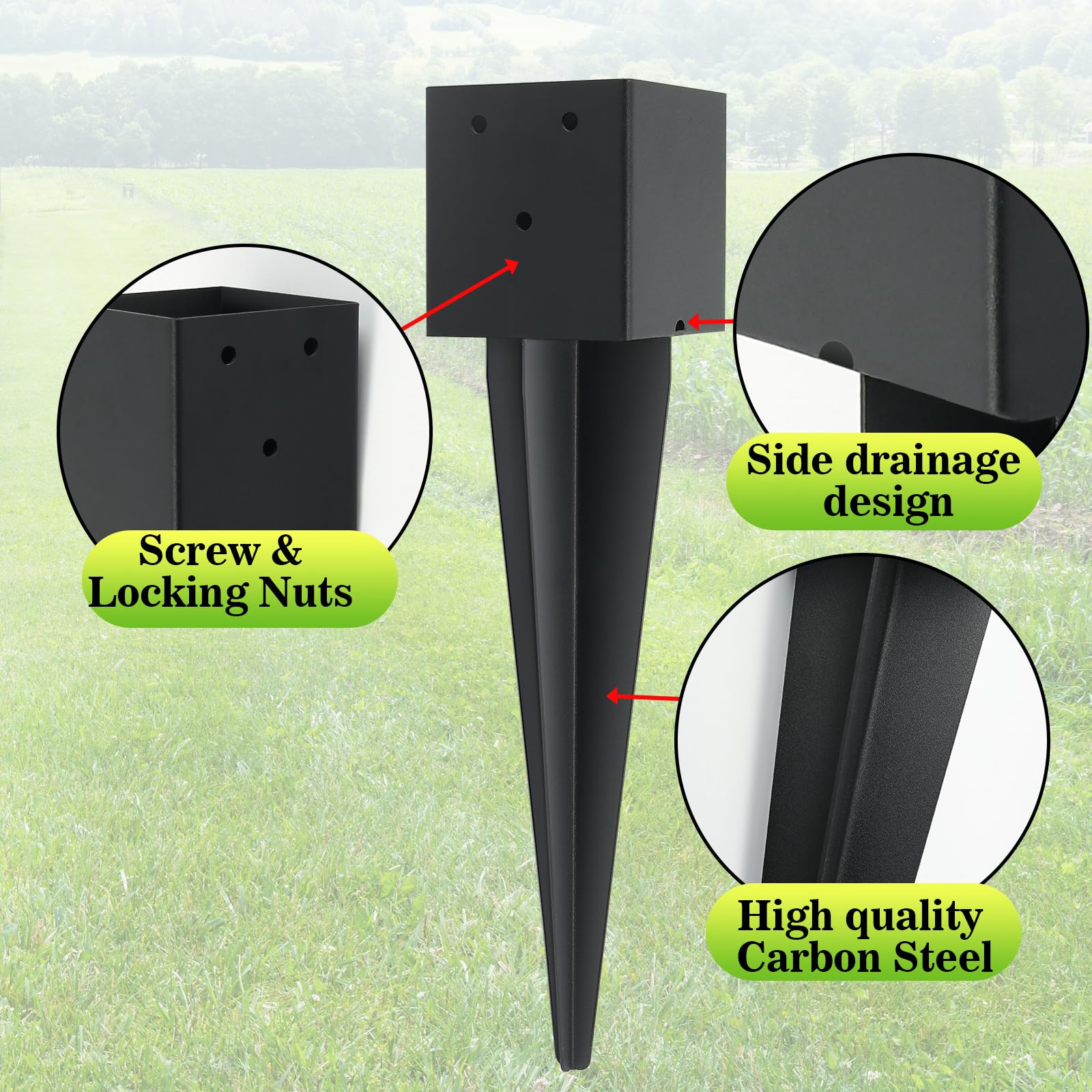 Nrspp ground spike embedded in soil enables quick no-dig setup
